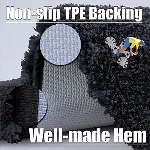 ROLIZOE Ultra Thick Bath Rug for Bathroom Non Slip Bath Mat Highly Absorbent Bathroom Rug Mat Super Soft Bedside Rug Carpet Microfiber Floor Mat 40 x 60cm, Black - Image 5