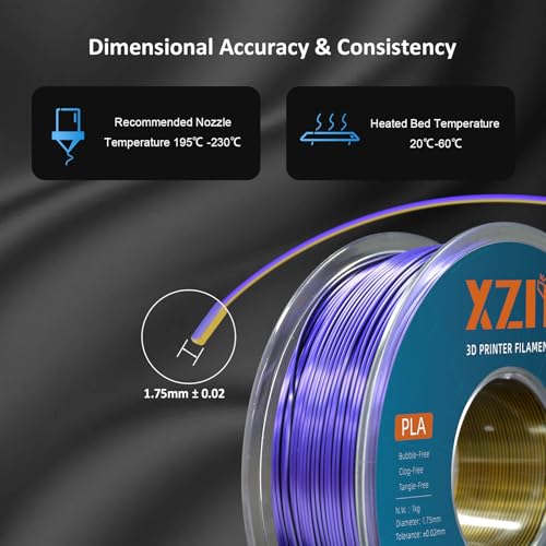 Image of Tri Color Silk PLA 3D Printer Filament, Rainbow Silk PLA Filament 1.75mm, + /- 0.02mm Accuracy, No Clog /Bubble, Durable, Vacuum Sealed, Fits Most FDM Printers, 1KG Spool - Purple /Gold /Black