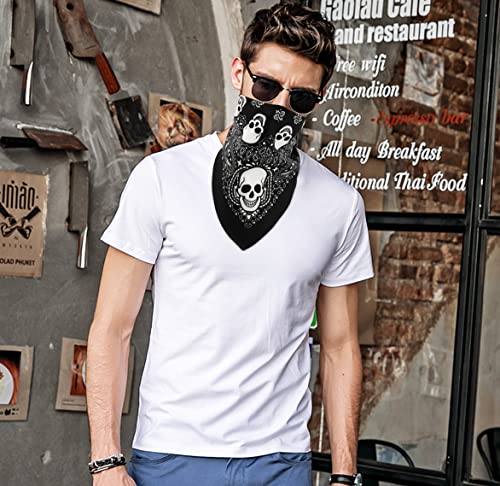 Gerinly Skull Bandanas For Men Square Handkerchiefs Fashion Skeleton Headwrap Cotton Hip Hop Style Bandana Wraps Gothic Accessories thumb #6