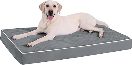 KSIIA Large Dog Bed for Crate Pad Waterproof Dog Bed with Removable Washable Cover, Egg Crate Foam and Non-Slip Bottom, 35x22 Inch, Dark Gray