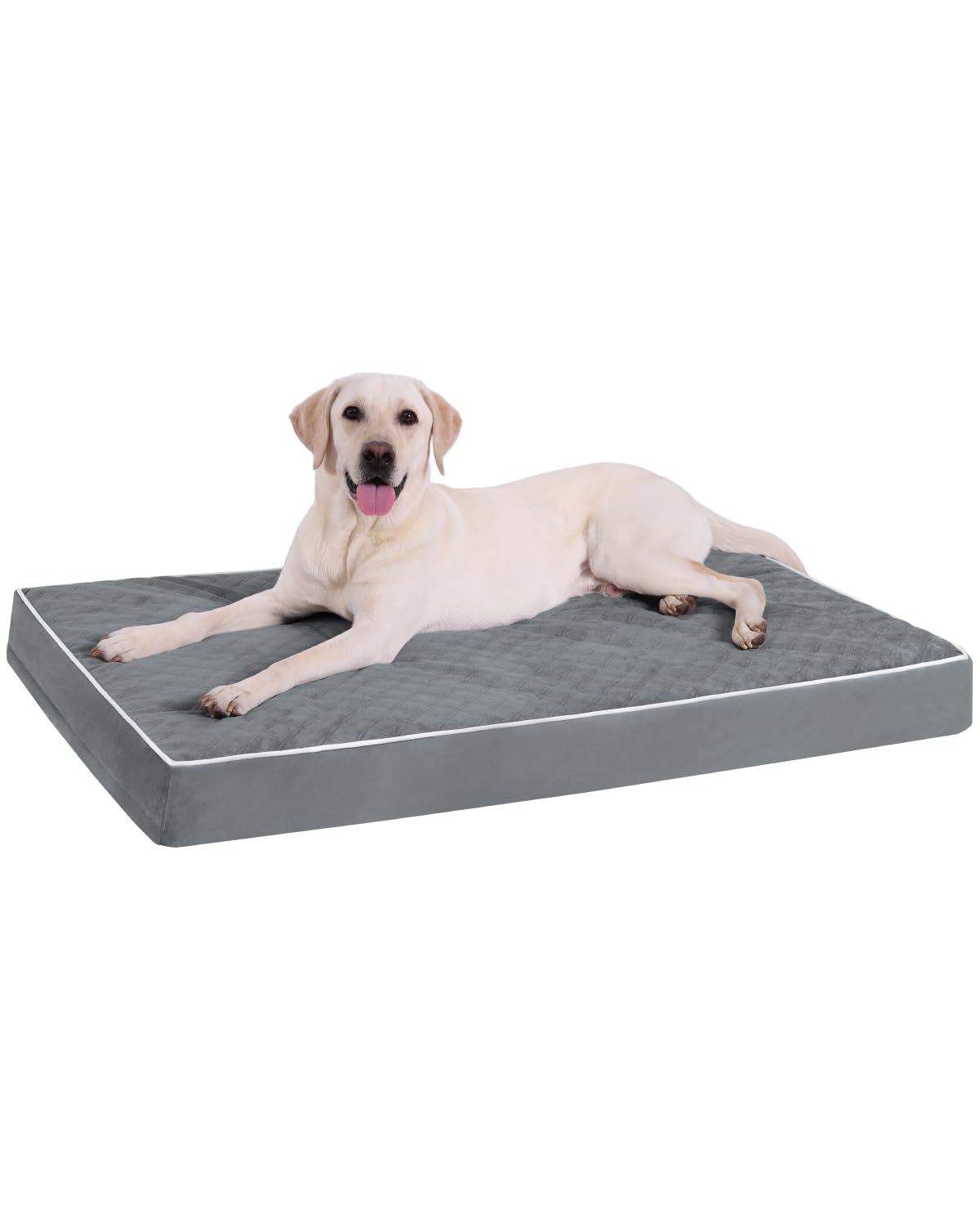 KSIIA Cuccia Cane Interno Taglia Grande, 104x68x8cm, Cuccia per Cani Ortopedico, Letto per Cani Sfoderabile e Lavabile, Cuscino Cane Impermeabile, Base Antiscivolo, Grigio scuro