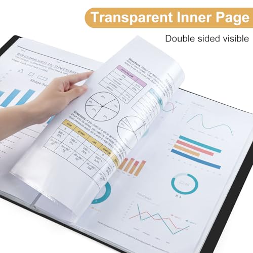 GUOKOFF Sichtbuch PP A3, 2 Stück A3 Päsentationsdisplay Buch Mit 20 Klarsichthüllen, Präsentationsmappe Präsentationsordner aus PP, Painting Aufbewahrungsbuch für Kunst, Portfolio (Schwarz)