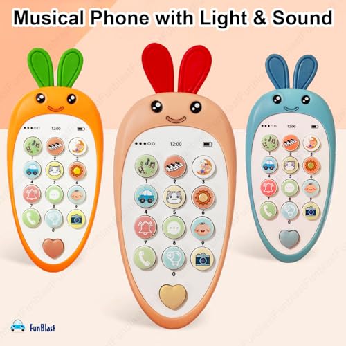 Image of FunBlast Cartoon Musical Mobile Phone for Kids, Mobile with Light & Sound Toys for Babies | Educational Toys for Kids 3+ Years /Boys /Girls-1 Unit (Blue)