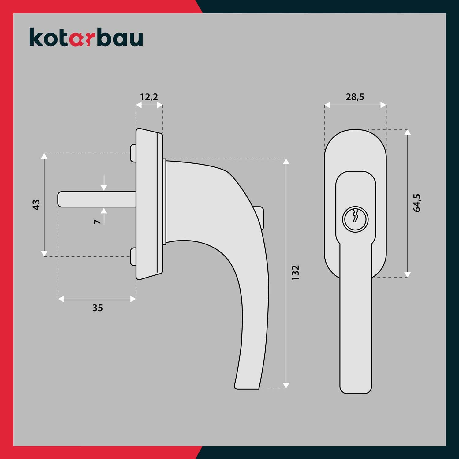 KOTARBAU® 4er Set Fenstergriff abschließbar Braun Aluminium pulverbeschichtet Fenstergriff mit Schloss abschließbare Fenstergriffe Stift 35mm Fensterschloss Kindersicherung Fenstergriffe abschliessbar