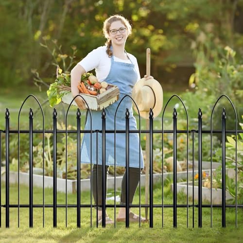 Thealyn Dekorativer Gartenzaun aus Metall, 81 cm H * 61cm W*5 Paneele, 3,05 m Gesamtlänge Metallumrandung, faltbar, Landschaftszaun, Hund, Haustier für Blumenbett, Hof, Tierbarriere