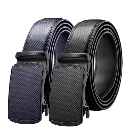 Men's Adjustable Ratchet Strap, Automatic Winding, Casual Genuine Leather Belt Tpzd-219Bkbl 130cm