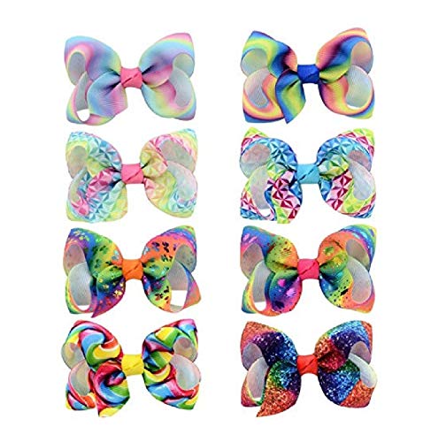 Lanbter 8 Pcs/Pack Girls Fashion Headwear Gradient Color Bow Hair Clip