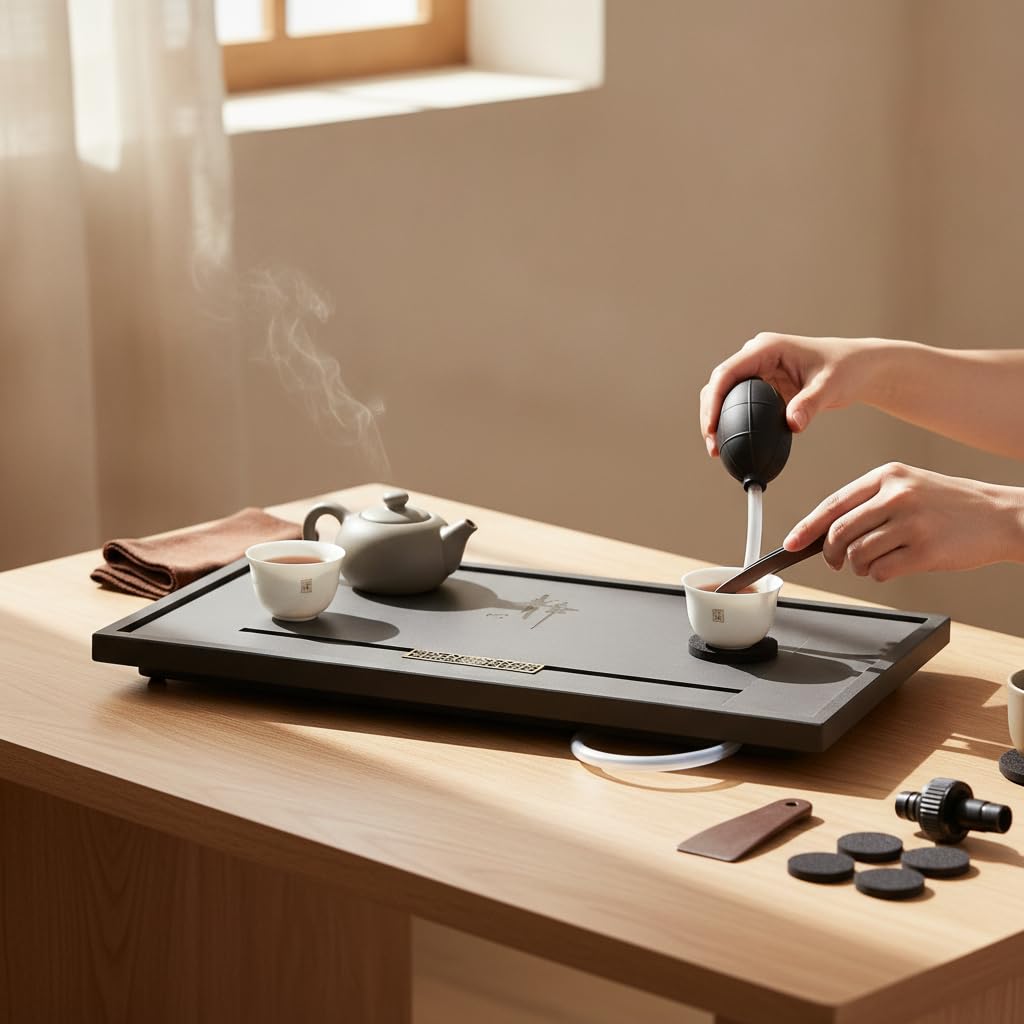 Teetablett aus Kunststein mit Ablauf