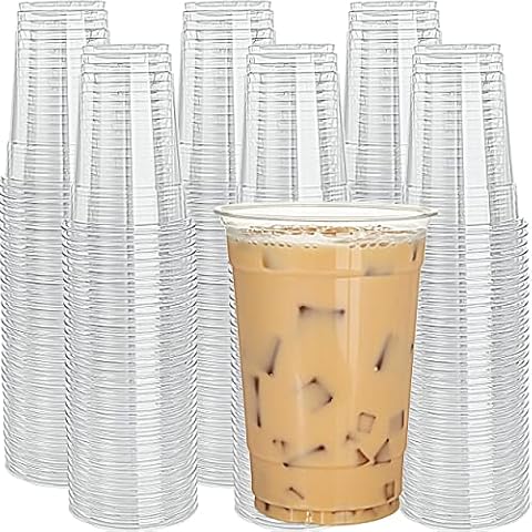 Fabulous Party 300 Pack Crystal Clear 16 Oz Plastic Cups Disposable Cups, PET Clear Cups for Party, Smoothie Cups Disposable Drinkware for Wedding, Cold Drink Cup for Sparkling Ice Coffee Bubble Tea Cover