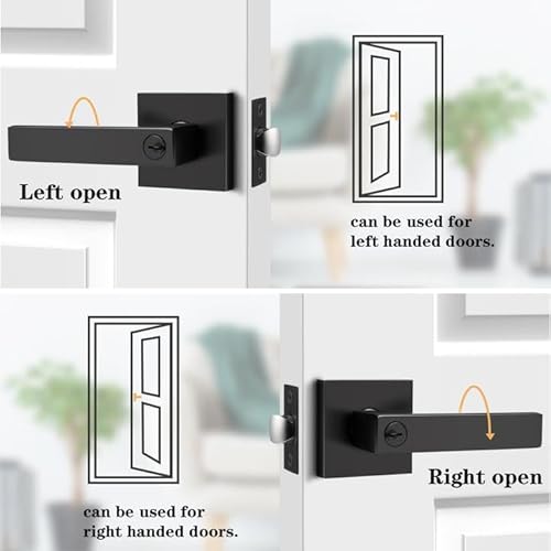 Probrico (2 Pack Black Entry Knob Combo Pack Keyed Alike, Heavy Duty Entrance Door Lever, Exterior Lockset Contemporary Style, Modern Front Door Hardware - Image 3