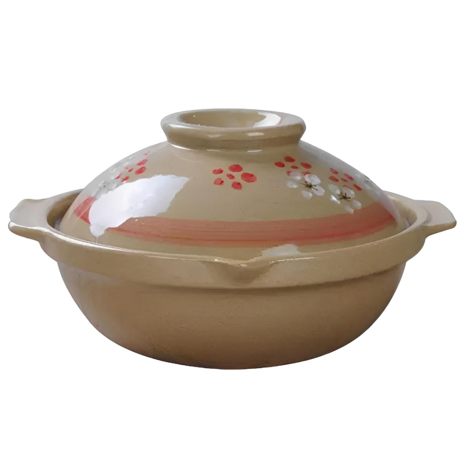Vaso Di Argilla Giapponese Su Casseruola Di Ceramica Rotonda Isolata