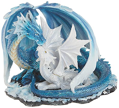 StealStreet SS-G-71533 Light Blue Dragon Mom with White Baby Statue Figurine, 7'