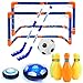 Giochi Bambini Set Pallone Calcio, Air Hover Palla Calcio Palla da bowling Hockey 3in1, Giocattolo Sportivo Bambini Interno ed Esterno, Pallone Hover con Porta Bastone Hockey Pallone Calcio Gonfiabile