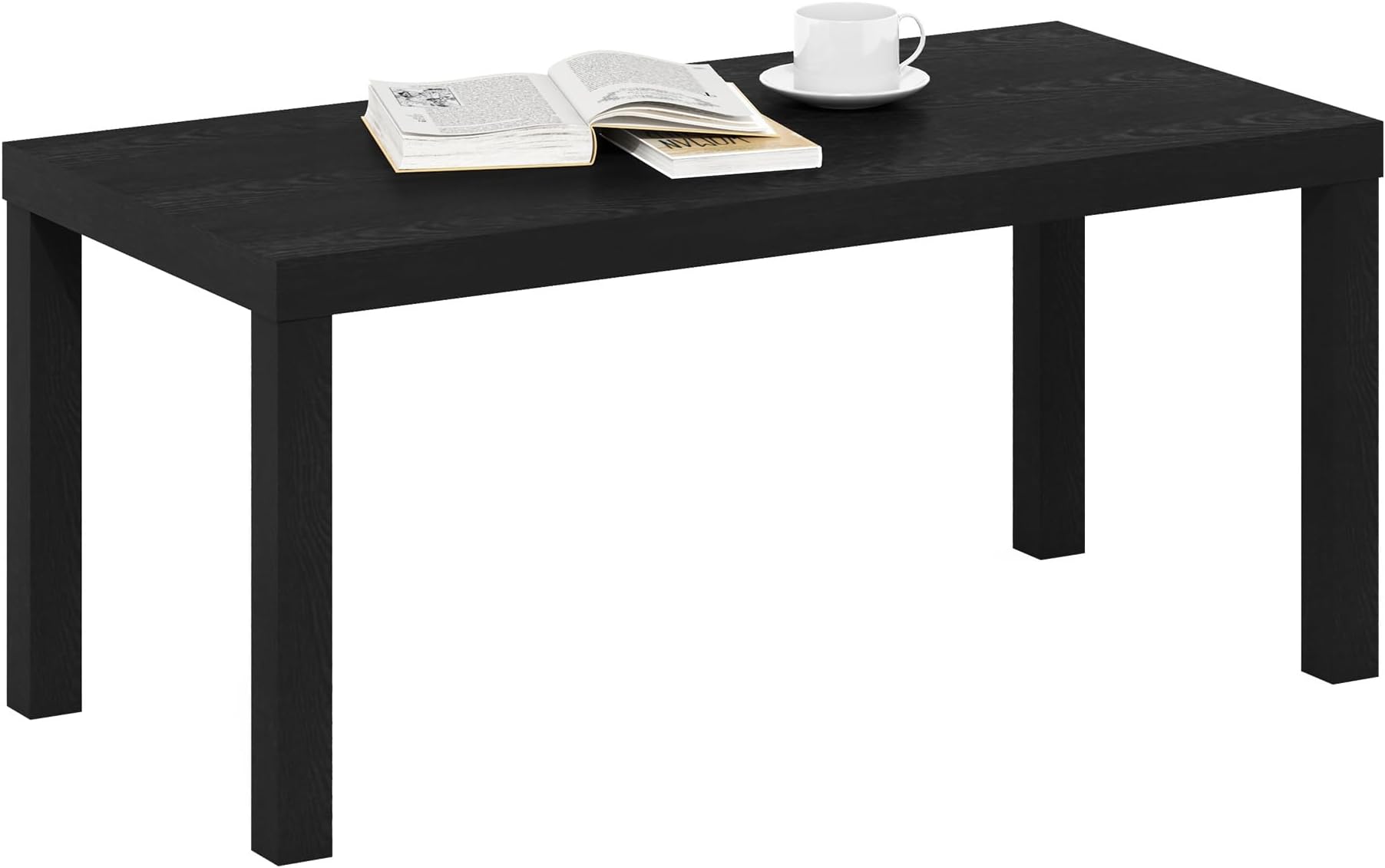 CLASSIC Coffee Table, Modern Rectangle Coffee Table with 1.8" Triple Thick Tabletop, Side Table, Toolless Assembly, for Living Room, Home Office, Black