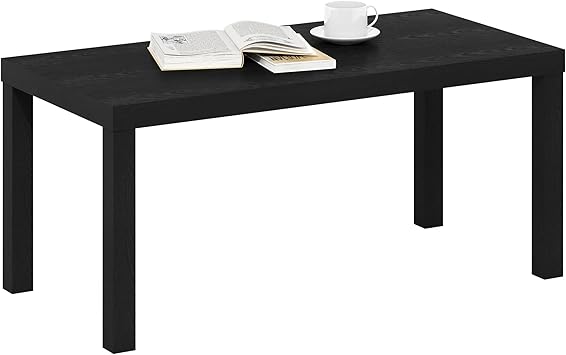 Furinno CLASSIC Coffee Table, Modern Rectangle Coffee Table with 1.8 Triple Thick Tabletop, Side Table, Toolless Assembly, for Living Room, Home Office, Black
