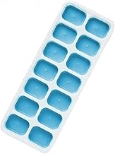 Sprqcart PopUp Ice Cube Trays, Easy-Release Silicone and Flexible 14-Ice Cube Maker with Spill-Resistant Removable Lid, BPA Free, for Cocktail, Beer, Stackable Flexible Ice Trays (Pack of 1, Blue)