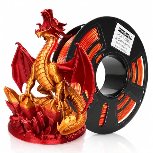 Stronghero3D PLA 3D Printer Filament 1.75mm Red (Golden Fire) Silk Gold and Galaxy Red Appearance at Interval 1kg Accura