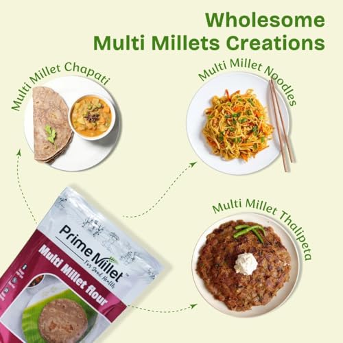 Image of Prime Millets Organic Multi Millet Flour | Whole Barnyard Grain | Pack of 2 (750g Each) | High Fiber | Healthy Digestive Meals | Premium Quality