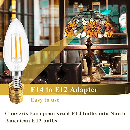 Dicuno E14 To E12 Socket Adapter, Copper E14 European Base To Candelabra Base Socket Converter, Edison Screw European E14 Socket Reducer, 0~250V Max 100W And 100℃ Heat-Resistant, 10-Pack #TOP3