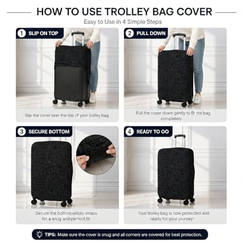 Image of Printed Luggage Cover for Traveling Bag & Suitcase - Stretchable & Scratchproof Trolley Protector with Velcro Lock & Lightweight Washable Material(Suitcase Not Included, Only Cover in Product)