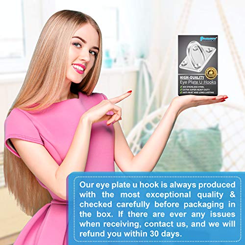 Pamazy PEH 4 Pcs M6 Premium Heavy Duty Square Stainless Steel Pad Eye Hooks + 4Pcs Snap Hooks And 16 Pcs Screws thumb #6