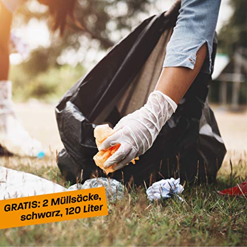 Hinrichs Müllsackständer 120L - Höhenverstellbarer Müllbeutelhalter mit Deckel und Klemmring - Ständer Gelber Sack - Gratis 2 Schwarze Müllsäcke 120L - Image 6