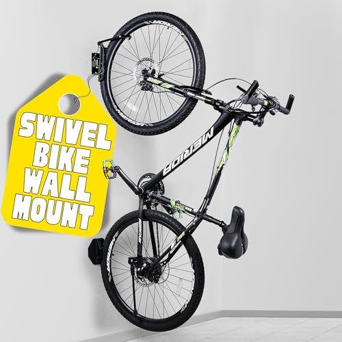 Swivel Bike Wall Mount | 1 Pack, Holds 66 LBS | Garage Bike Rack Wall Mount For Most Bikes | Space Saving Bike Rack For Garages, Apartments, Or Outdoors | Folding Bike Rack For Bikes Up To 66 LBs