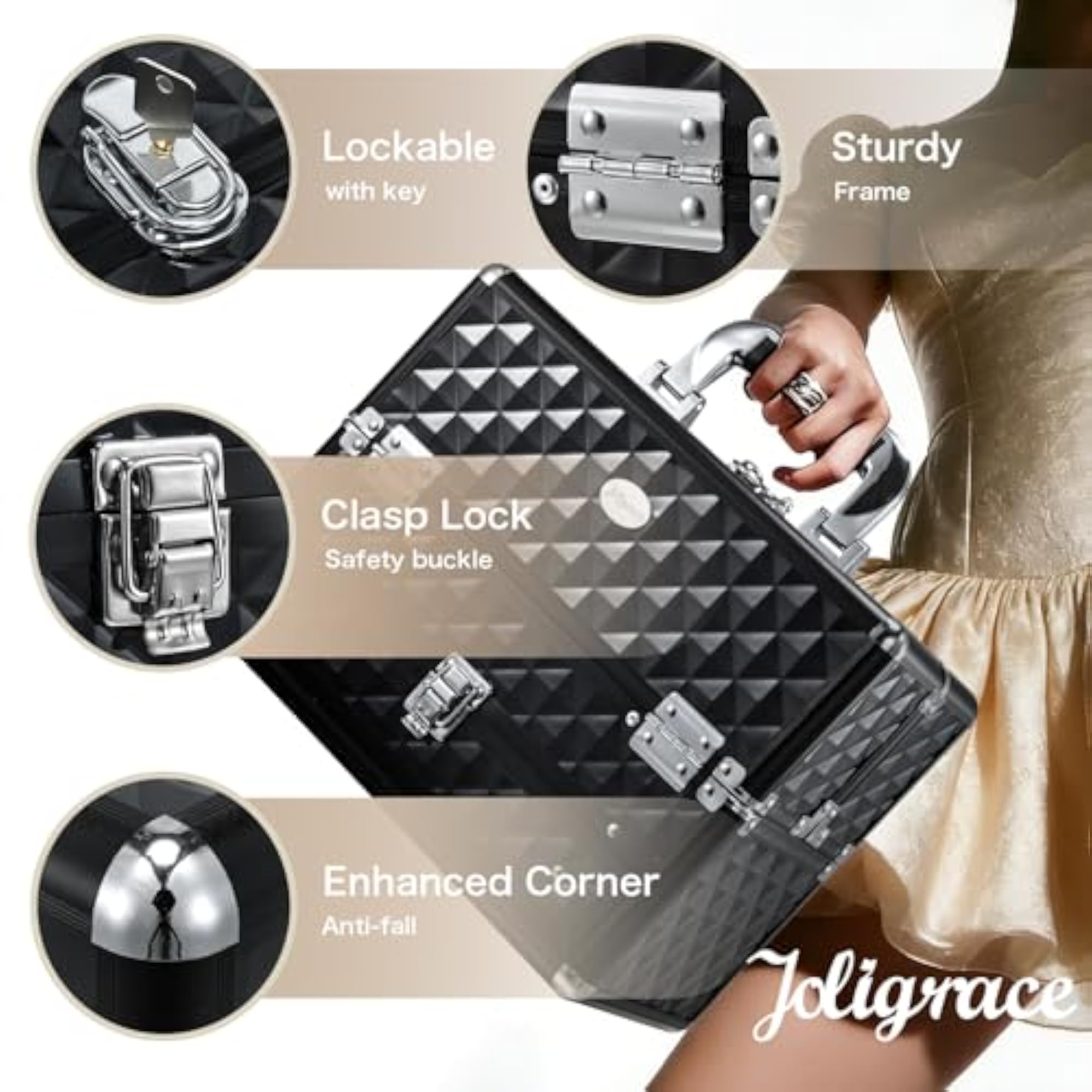 Portable Makeup Train Cases Professional Travel Cosmetic Organizer Box