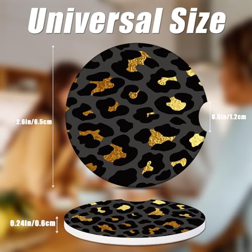 Portavasos para auto cerámico negro con diseño leopardo miniatura 2