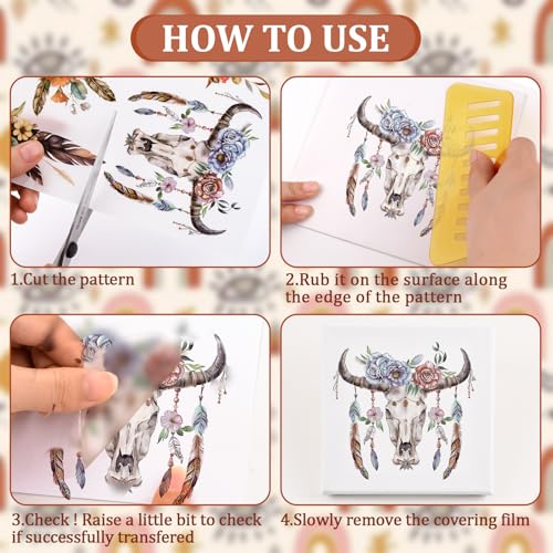 WANDIC 6 Sheets Rub On Transfer Sticker,Tribal Style Transfer Decals for DIY Photo Albums Furniture,15 * 30cm - Image 3