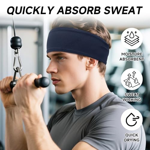 Image of Sweat Headbands for Men,6 Pack Workout Sports Hairband for Gym, Ideal for Fitness,Running,Cycling,Hike