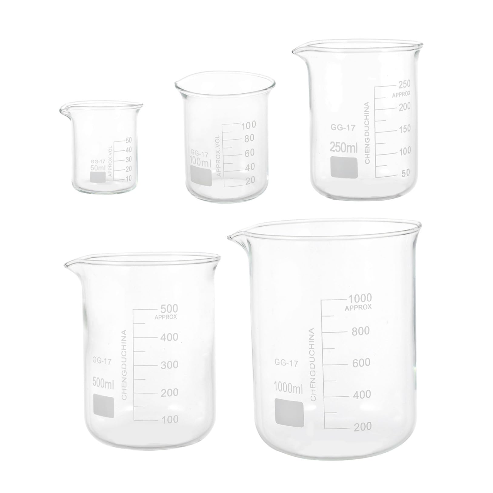 Mobestech Vasos Medidores De 5 Uds Con Escala Vaso De Vidrio Transparente Vasos Mezcladores De Resina Epoxi Vasos Medidores De Vidrio Para Líquidos Epoxi Transparente Vaso Medidor Ml Escala