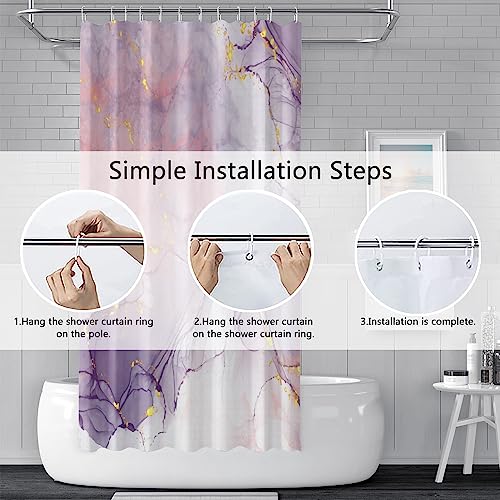 Rideau de douche marbre violet imprimé lavande imperméable rideau baignoire moderne