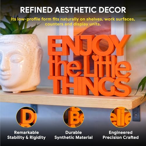 Image of Mad Masters Enjoy The Little Things Spiritual Desk Decor - Aesthetic Table, Shelf & Wall Showpiece for Home Office, Business. Vastu Friendly Gifting, Burnt Orange (20.3 x 14.5 x 2.5 cm)