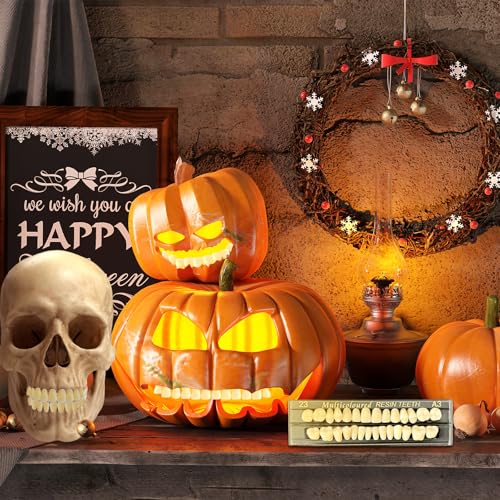 56 Stück falsche Zähne, komplette Acrylharz-Zahnersatz, 2 Set ganze Zähne, synthetische Polymer-Zahnprothesenzähne, 23 Farbtöne A3 obere + untere Zahnmaterialien für Ersatz, Heimwerken oder Halloween