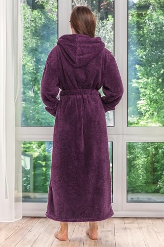 Image of Alexander Del Rossa Womens Fluffy, Fuzzy Robe for Women,Women's Long Hooded Robes, Plus Size