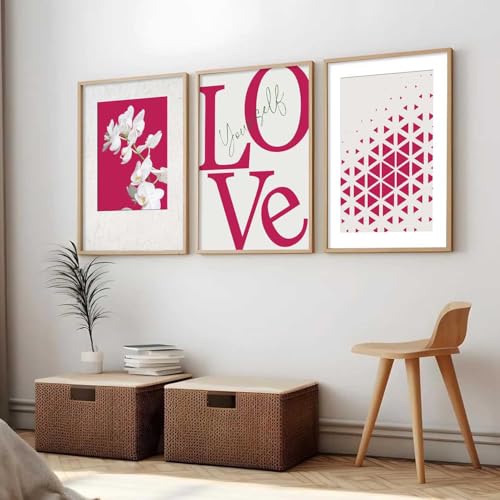 Image of HOTHOUSE Decorative Abstract Wall Art Home Decor Modern Painting poster With Frame For Living Room Bed Room Hotel Wall Decor Digital Reprint Set of 3 (13X17 inch)