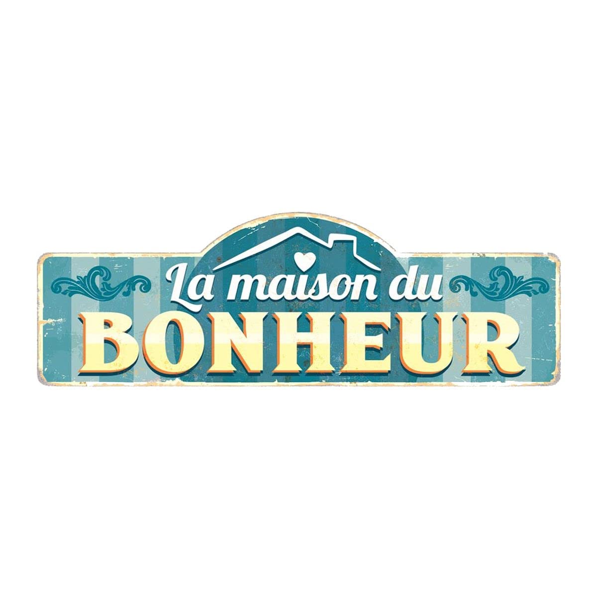 Plaque Murale Maison du Bonheur géante panneau décoratif bois XXL