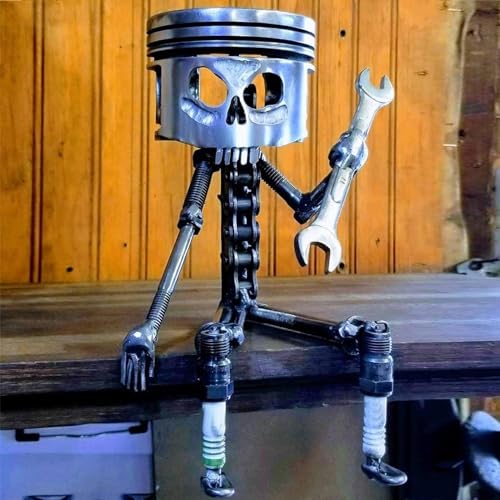 Escultura Decorativa Calavera Carro Metal Plata miniatura 7