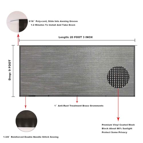 Image of RV Awning Mesh Sun Shade Screen for Motorhome Camper Trailer Sunshade