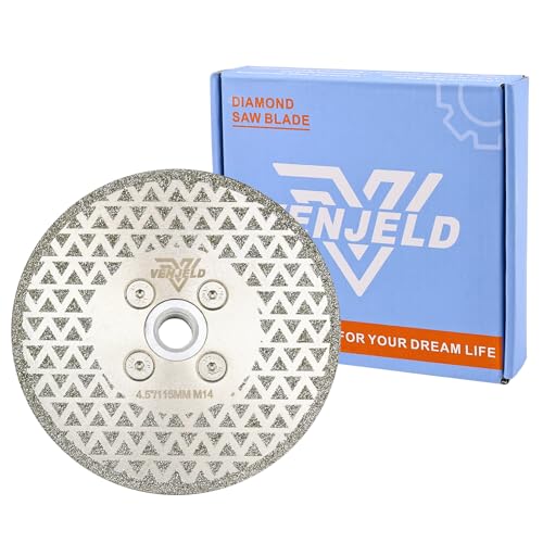 VENJELD Disco Diamante de Corte y Rectificado - 115mm Granito Hoja de Sierra para Mármol Cerámica Porcelánico Cuarzo Piedra con Brida M14 Electrochapado Doble Lado