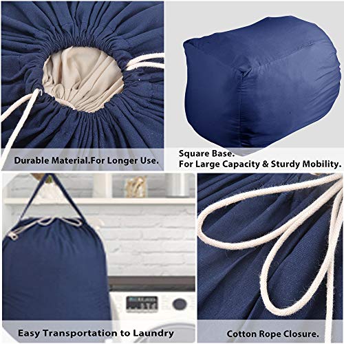 Mcleanpin Washable Laundry Bags With Handles,Dirty Clothes Storage For College Dorm Or Travel, Laundry Liner Fit Laundry Hamper Or Basket,2 Pack,Brown (Navy Blue) #TOP4