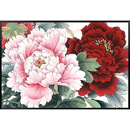 Peinture diamant 5D pivoine 80x200cm grand format broderie strass