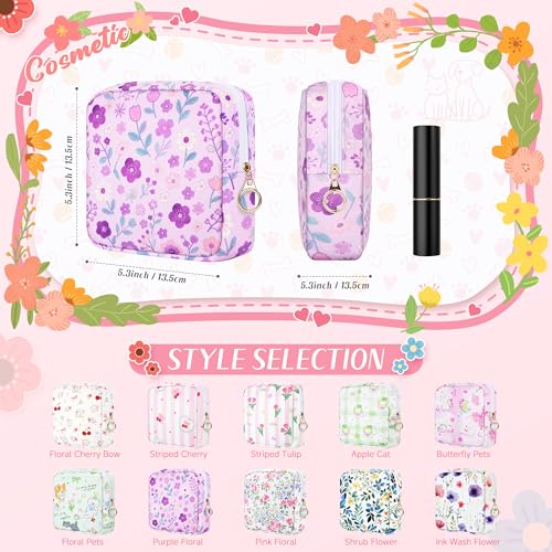Image of Likesing 5.1'' Sanitary Napkin Storage Bag, Canvas Period Pouches for Teen Girls Women, Period Bag Tampon Holder for Purse Feminine Menstrual Sanitary Pad Pouch(Purple H9242)