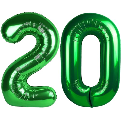 Image of Number Balloons Green Party Balloon - Giant Number 20 Balloon, 40 Inch Large Balloon for St. Patrick's Day Games Theme Birthday Decoration, Girls Boys Party Supplies