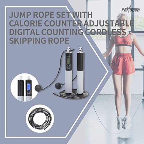Perogen Jump Rope For Fitness, Adjustable Jumping Rope For Exercise,Digital Weighted Handle With Calorie Counter,Skipping Rope For Men, Women, Kids, Girls #TOP3