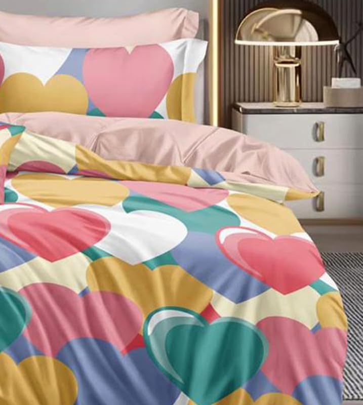 Image of Polycotton Polyester Polyfill 120 GSM Reversible Single Bed Comforter, Blanket, Queen (60x90 inch) Green & Multi