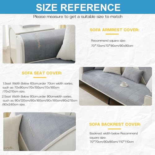 LINGKY Couch Überzug, Sofa Überzug 1/2/3/4 Sitzer L Form Sofa Cover Sofabezug Ecksofa, Sofadecken Für Sitzfläche, Sofaschoner rutschfest, Universelle Sofa Überwurf (Grau,70x70cm/Quadrat)