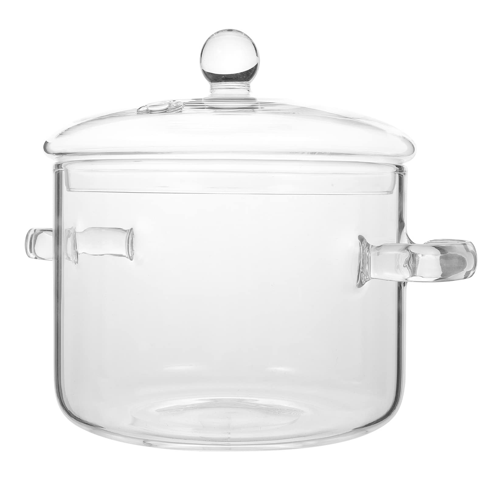 OUNONA Pentola in Vetro Borosilicato Alta Densità Da 1900Ml Con Coperchio E Maniglie Ergonomiche Ideale Per Cucina Induzione Zuppe Noodles Istantanei E Stufati Domestici