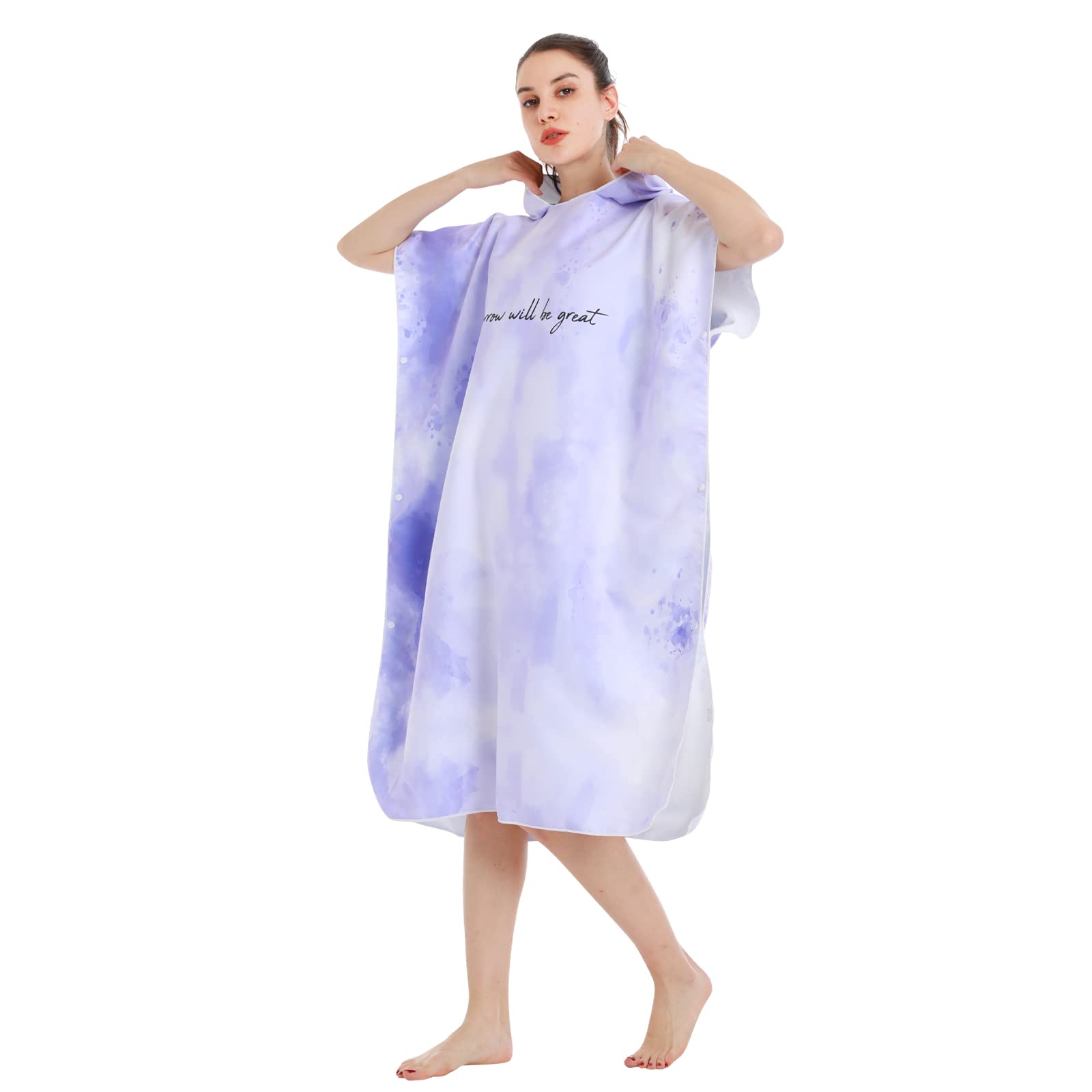 LumiSyne Changement Peignoir De Bain à Capuche Homme Femme Surdimensionnées Surf Poncho Microfibre Serviette Séchage Rapide Peignoir De Piscine Serviette De Sport Compacte Natation Surf Plage Plongée